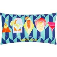 Happy Hour Abstract Boudoir Outdoor Filled Cushion 30cm x 50cm Blue