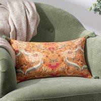 Charais Floral Tasseled Boudoir Filled Cushion 30cm x 50cm Yellow