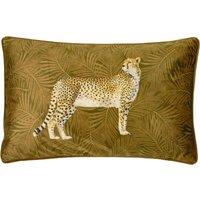 Cheetah Forest Velvet Boudoir Filled Cushion 30cm x 50cm Gold