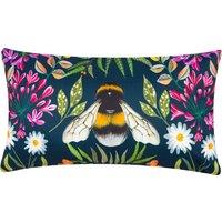 House Of Bloom Zinnia Bee Boudoir Outdoor Filled Cushion 30cm x 50cm Navy