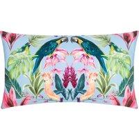 Kali Birds Exotic Boudoir Outdoor Filled Cushion 30cm x 50cm Sky Blue
