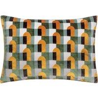 Keela Cut Velvet Boudoir Filled Cushion 35cm x 50cm Gold Blue