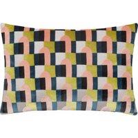 Keela Cut Velvet Boudoir Filled Cushion 35cm x 50cm Pink Avocado Green