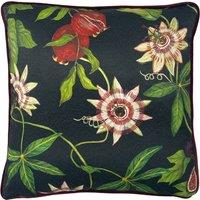 Figaro Floral Piped Velvet Filled Cushion 43cm x 43cm Green