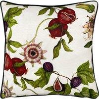 Figaro Floral Piped Velvet Filled Cushion 43cm x 43cm White