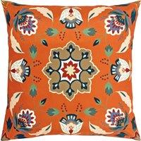 Folk Flora Floral Outdoor Filled Cushion 43cm x 43cm Orange