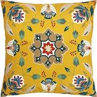 Folk Flora Floral Outdoor Filled Cushion 43cm x 43cm Ochre