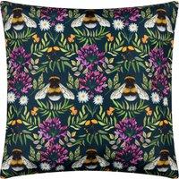 House Of Bloom Zinnia Bee Outdoor Filled Cushion 43cm x 43cm Navy