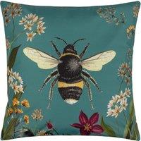 Midnight Garden Bee Outdoor Filled Cushion 43cm x 43cm Teal