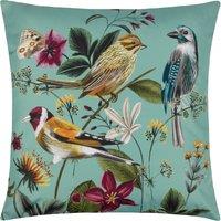 Midnight Garden Birds Outdoor Filled Cushion 43cm x 43cm Aqua