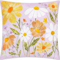 Wildflowers Country Outdoor Filled Cushion 43cm x 43cm Lilac Peach