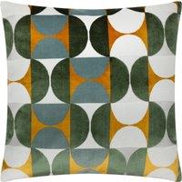 Bardot Cut Velvet Filled Cushion 50cm x 50cm Gold Blue
