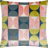 Bardot Cut Velvet Filled Cushion 50cm x 50cm Pink Avo Green