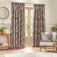 Ophelia Floral Jacquard Ready Made Pencil Pleat Curtains Rednut
