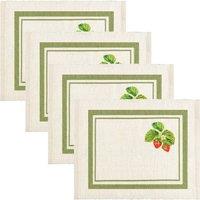 Strawberries Set of 4 Indoor Outdoor 46cm x 36cm Placemats Sage