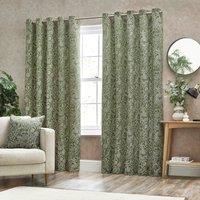 Bali Botanical Jacquard Ready Made Eyelet Curtains Olive