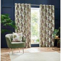 Galapagos Jacquard Ready Made Eyelet Curtains Green