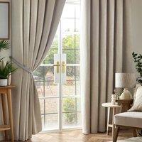 Chenille Triple Woven Ready Made Blackout Curtains Cream