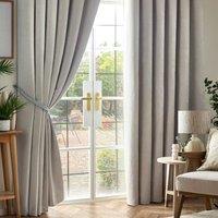 Chenille Triple Woven Ready Made Blackout Curtains Silver