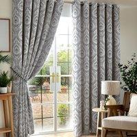 Victoria Triple Woven Ready Made Eyelet Blackout Curtains Silver