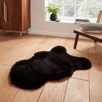 Super Teddy Single Faux Sheepskin 60cm x 90cm Rug Black