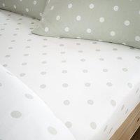 Catherine Lansfield Polka Dot Brushed Bed Linen Fitted Sheet Green