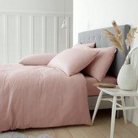 Catherine Lansfield Brushed Cotton Soft and Cosy Duvet Cover Bedding Set Pink