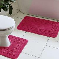 Catherine Lansfield Armoni Soft Plush Bath Mat And Pedestal Set Hot Pink