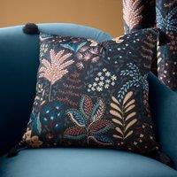 Catherine Lansfield Exotic Leaves Tassel Filled Cushion 45cm x 45cm Black
