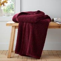 Catherine Lansfield So Soft Velvet Boucle 130cm x 170cm Throw Damson