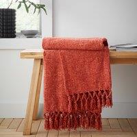 Catherine Lansfield Wilson Plain Chenille 130cm x 170cm Throw Terracotta
