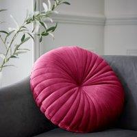 Catherine Lansfield Velvet Round Cushion Filled Cushion 40cm Hot Pink