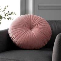Catherine Lansfield Velvet Round Cushion Filled Cushion 40cm Pink
