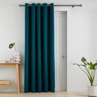 Catherine Lansfield Wilson Velvet Thermal Ready Made Eyelet Door Curtain Green