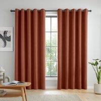 Catherine Lansfield Wilson Velvet Thermal Ready Made Eyelet Blackout Curtains Terracotta