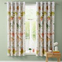 Catherine Lansfield Sleepy Dino Duel Sided 66'' x 72'' Ready Made Eyelet Curtains Green