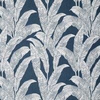 Linda Barker Evergreen Leaf Woven Fabric Blue