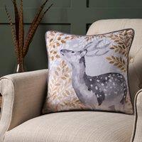 Dreams & Drapes Forest Animals Velvet Filled Cushion 43cm x 43cm Grey