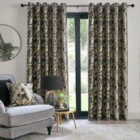 Laurence Llewelyn-Bowen Paradise Palm Jacquard Ready Made Eyelet Curtains Black