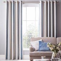Laura Ashley Awning Stripe Ready Made Eyelet Blackout Curtains Seaspray