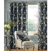 Laura Ashley Summer Palace Ready Made Eyelet Curtains Midnight