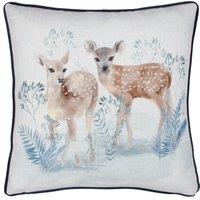 Evans Lichfield Winter Fawns Piped Filled Cushion Multi