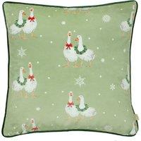 Evans Lichfield Winter Geese Velvet Piped Filled Cushion 43cm x 43cm Multi