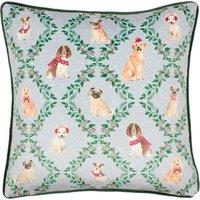 Evans Lichfield Christmas Dog Friends Velvet Piped Filled Cushion 43cm x 43cm Multi