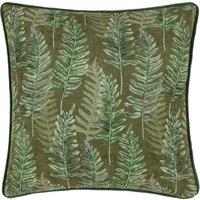 Kielder Forest Fern Khaki Chenille Piped Filled Cushion 43cm x 43cm Green