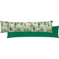 Lodge Wood Velvet 90cm x 20cm Draught Excluder Green