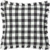 Barton Check Fringed Filled Cushion 45cm x 45cm Black