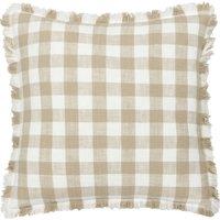 Barton Check Fringed Filled Cushion 45cm x 45cm Natural