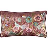 Meadow Bloom Blossom Garden Chenille Piped 30cm x 50cm Filled Boudoir Mauve