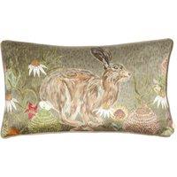 Meadow Bloom Hazel Hare Chenille Piped 30cm x 50cm Filled Boudoir Sage